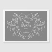 Kerstkam grijs witte lijn kunst maretak magnetische uitnodiging (Voorkant)