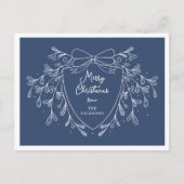 Kerstkam met maretak blauw en wit feestdagenkaart (Voorkant)