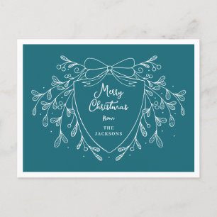 Kerstkam met maretak blauw en wit feestdagenkaart