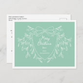 Kerstkam met maretak munt en wit feestdagenkaart (Voorkant / Achterkant)