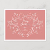 Kerstkam met maretak roze en wit feestdagenkaart (Voorkant)
