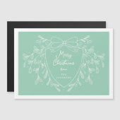 Kerstkam munt witte lijn kunst maretak magnetische uitnodiging (Voorkant / Achterkant)