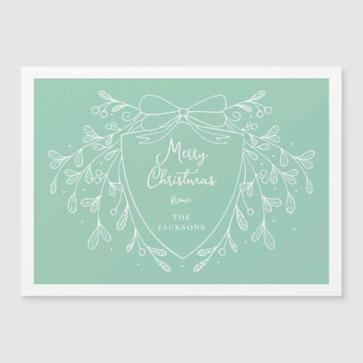 Kerstkam munt witte lijn kunst maretak magnetische uitnodiging (Voorkant)