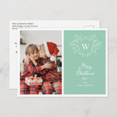 Kerstkam stijlvolle munt & witte foto feestdagenkaart (Voorkant / Achterkant)