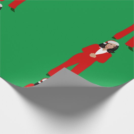 kerstkamala harris santa claus cadeaupapier (Hoek)