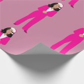 kerstkamala harris santa claus roze cadeaupapier (Hoek)