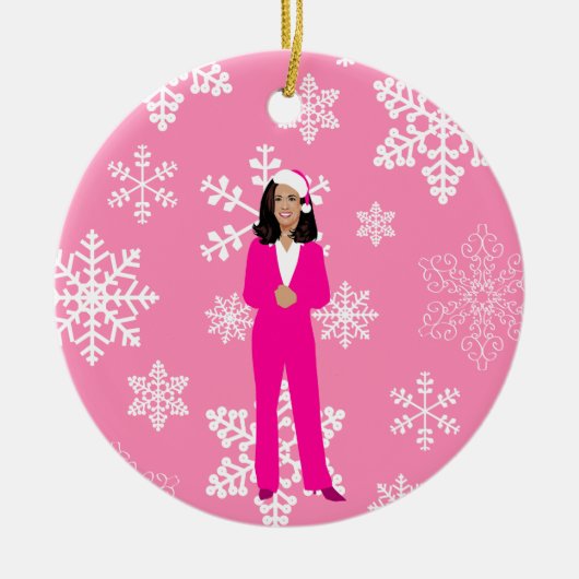 kerstkamala harris santa ijzroze keramisch ornament (Voorkant)