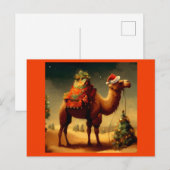 Kerstkameel 1 feestdagenkaart (Voorkant / Achterkant)
