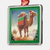 Kerstkameel 2 metalen ornament (Links)
