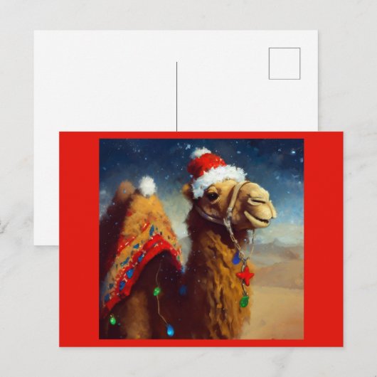 Kerstkameel 3 feestdagenkaart (Voorkant / Achterkant)