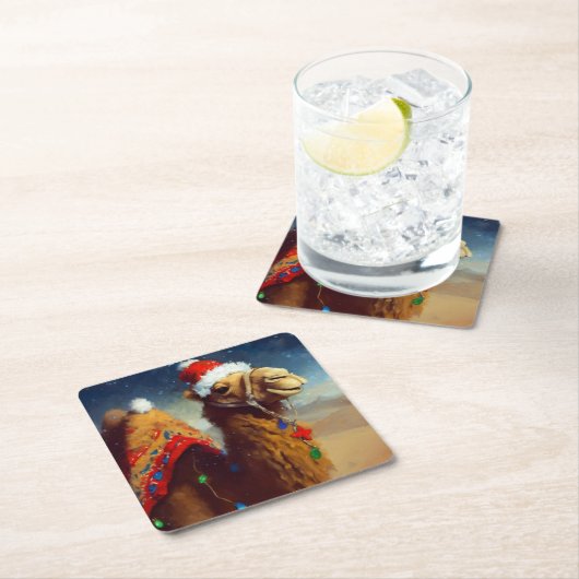 Kerstkameel 3 kartonnen onderzetters (Insitu)