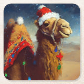 Kerstkameel 3 kartonnen onderzetters (Voorkant)