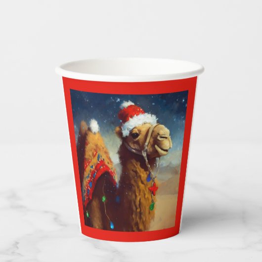 Kerstkameel 3 papieren bekers (Voorkant)