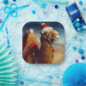 Kerstkameel 3 papieren bordje (Feest)