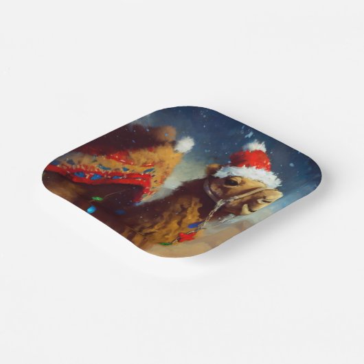 Kerstkameel 3 papieren bordje (Gebogen)