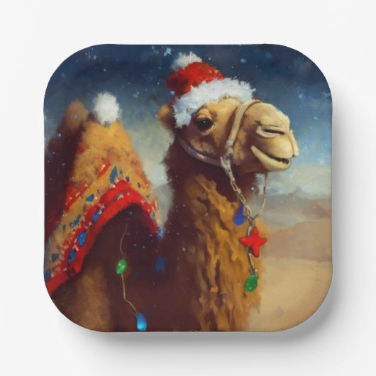 Kerstkameel 3 papieren bordje (Voorkant)