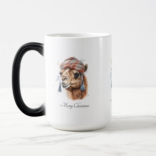 Kerstkameel, aanpasbaar magische mok (Links)