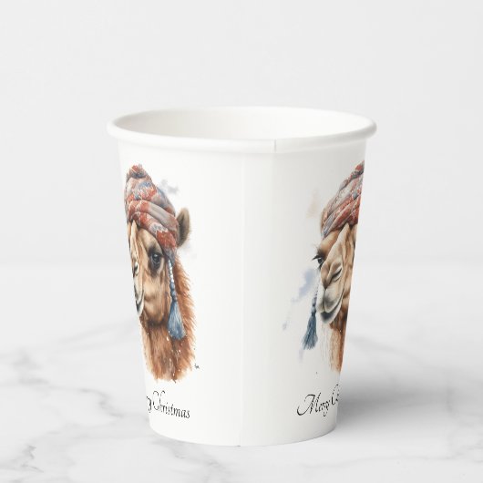 Kerstkameel, aanpasbaar papieren bekers (Rechts)