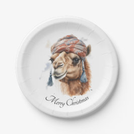 Kerstkameel, aanpasbaar papieren bordje