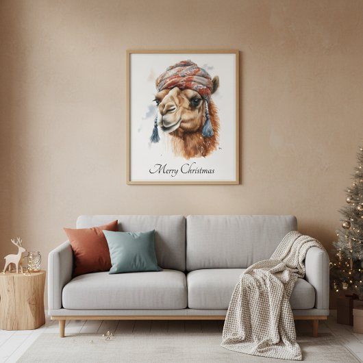 Kerstkameel, aanpasbaar poster