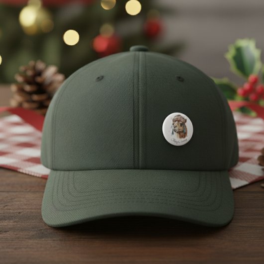 Kerstkameel, aanpasbaar ronde button 3,2 cm