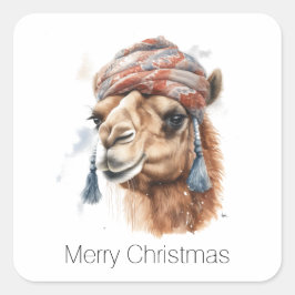 Kerstkameel, aanpasbaar vierkante sticker