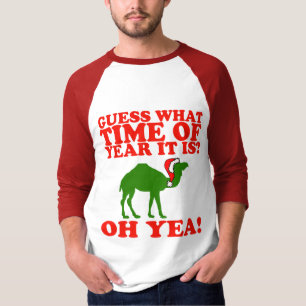 Kerstkameel in Santa hat raglan Shirt