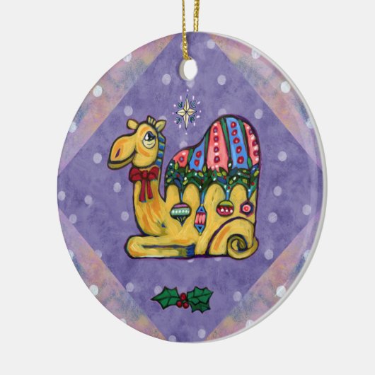 kerstkamelenboomversiering keramisch ornament (Links)