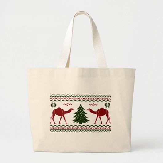 Kerstkamelendag Oogzar Sweater Grote Tote Bag (Voorkant)