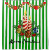 Kerstkamer met rode en groene kaars douchegordijn (Voorkant)