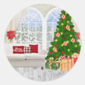 Kerstkamer Ronde Sticker (Voorkant)