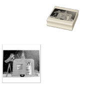 Kerstkameraanhangwagen, rubberen retro-rubber stem rubberstempel (Gestempeld)