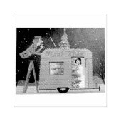 Kerstkameraanhangwagen, rubberen retro-rubber stem rubberstempel (Afrduk)