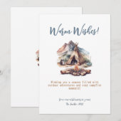 Kerstkamp Fire Mountain Outdoor Adventure Art Feestdagenkaart (Voorkant / Achterkant)