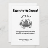 Kerstkamp Fire Pine Outdoor Adventure Zwart Feestdagenkaart (Voorkant / Achterkant)