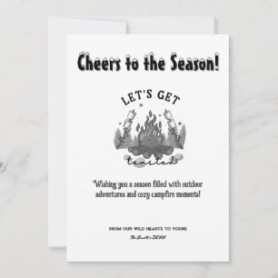 Kerstkamp Fire Pine Outdoor Adventure Zwart Feestdagenkaart