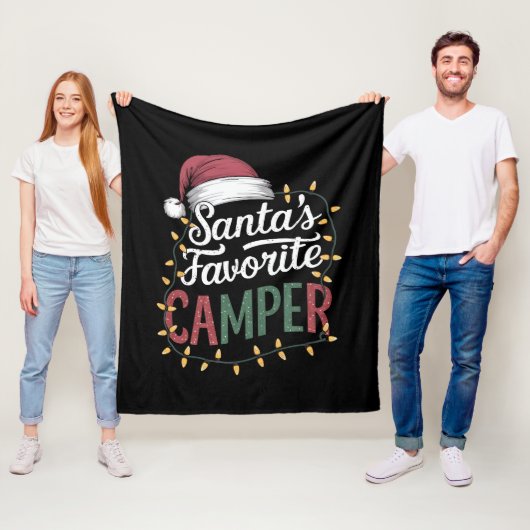 Kerstkamp Santa's Favoriete Kampeerder Cadeau Fleece Deken (In situ)