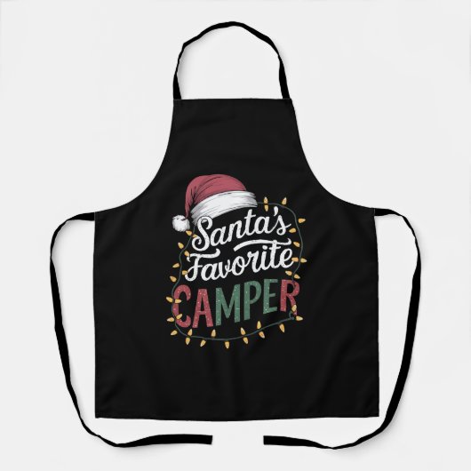 Kerstkamp Santa's Favoriete Kampeerder Cadeau Schort (Voorkant)