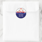Kerstkampeerkano Ronde Sticker (Tas)