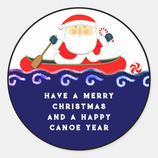 Kerstkampeerkano Ronde Sticker (Voorkant)