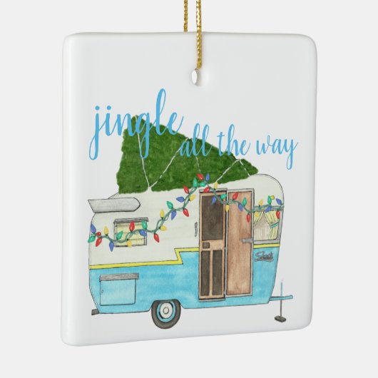  kerstkampeertrailer keramisch ornament (Rechts)