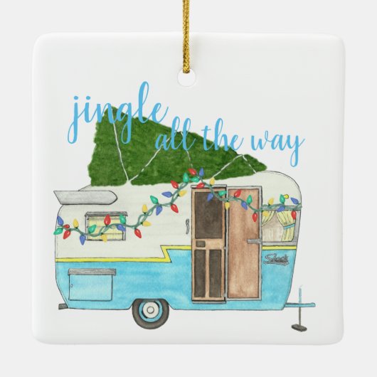 kerstkampeertrailer keramisch ornament (Achterkant)