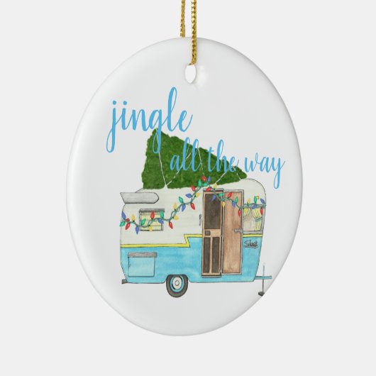  kerstkampeertrailer keramisch ornament (Rechts)