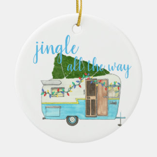 kerstkampeertrailer keramisch ornament