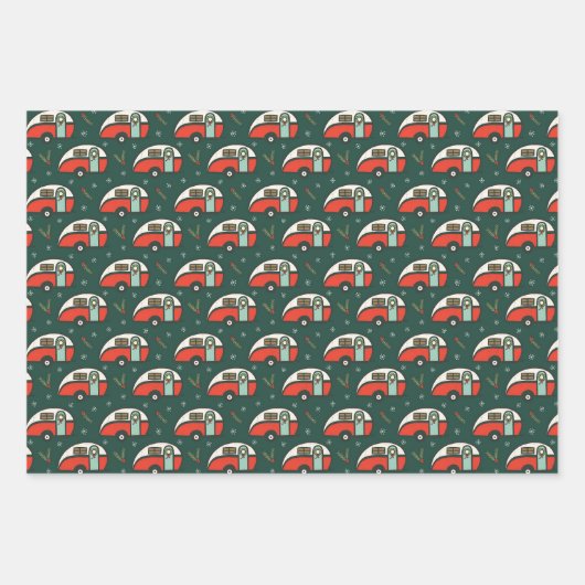 Kerstkamperen in rustieke stijl inpakpapier vel (Voorkant)