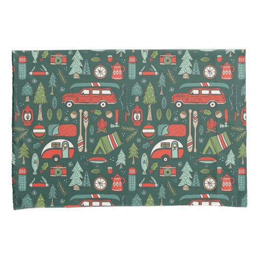 Kerstkamperen in rustieke stijl kussensloop (Voorkant-Rechts)