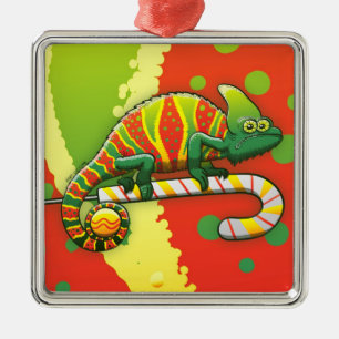 Kerstkampioen die op een snoepje rondlopen metalen ornament