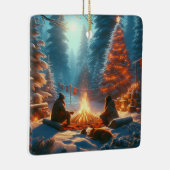"Kerstkampvuur: gezellige wintermomenten" Keramisch Ornament (Rechts)