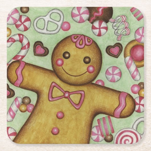 Kerstkandij Papier Onderzetters (Voorkant)