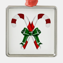 kerstkandystick met boog metalen ornament